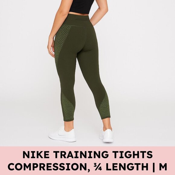 Nike Zonal Strength 3/4 Compression Training Tights Olive Green M Running Gym - Picture 1 of 15